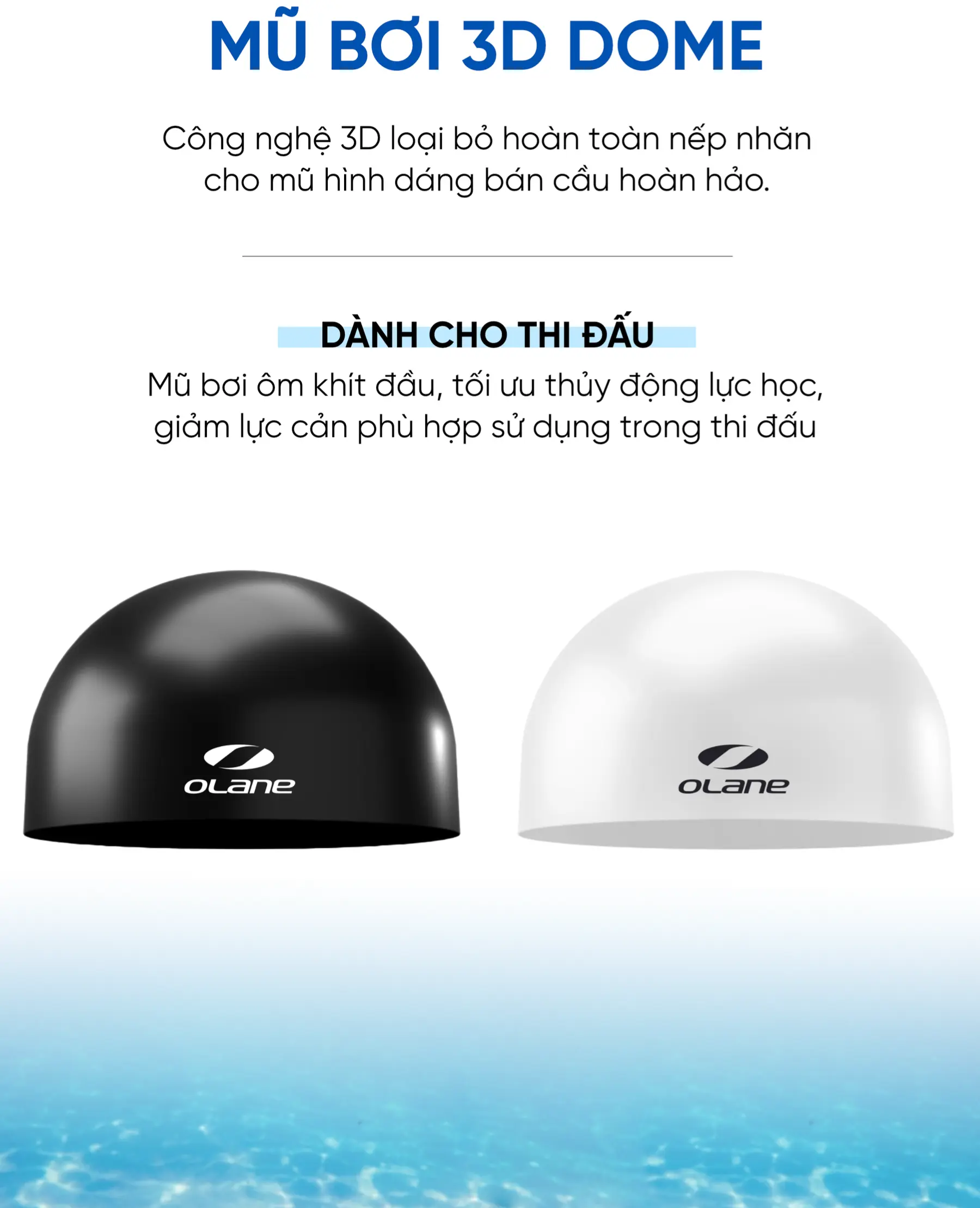 Mũ Bơi Thi Đấu Silicon OLANE 3D Dome 10 Mũ bơi thi đấu chuyên nghiệp Olane