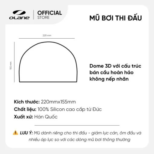 Mũ Bơi Thi Đấu Silicon OLANE 3D Dome 6 size nón mũ bơi thi đấu Olane