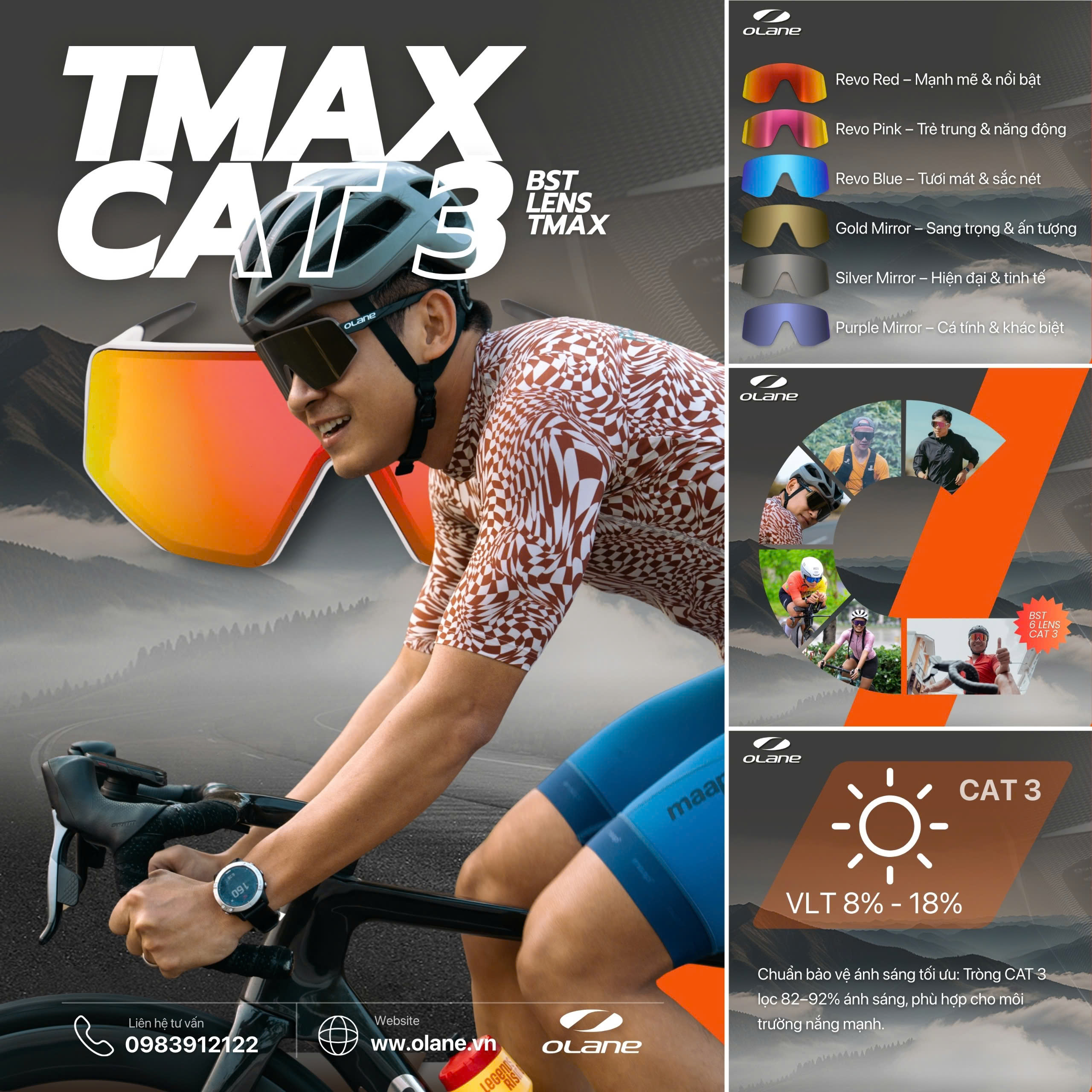 Kính thể thao công nghệ nam châm OLANE TMAX 20 3 2
