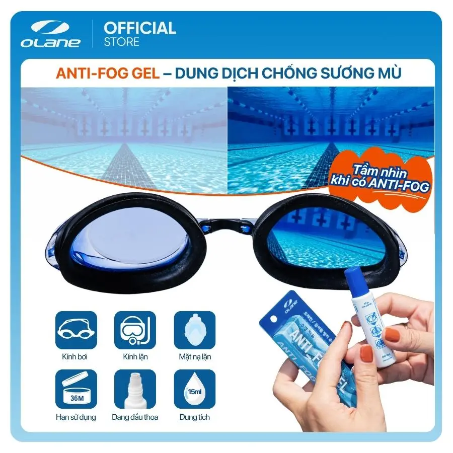 Gel Chống Mờ Kính Bơi Olane Anti-Fog 15ml 12 Công dụng của gel chống mờ Olane cho kính bơi