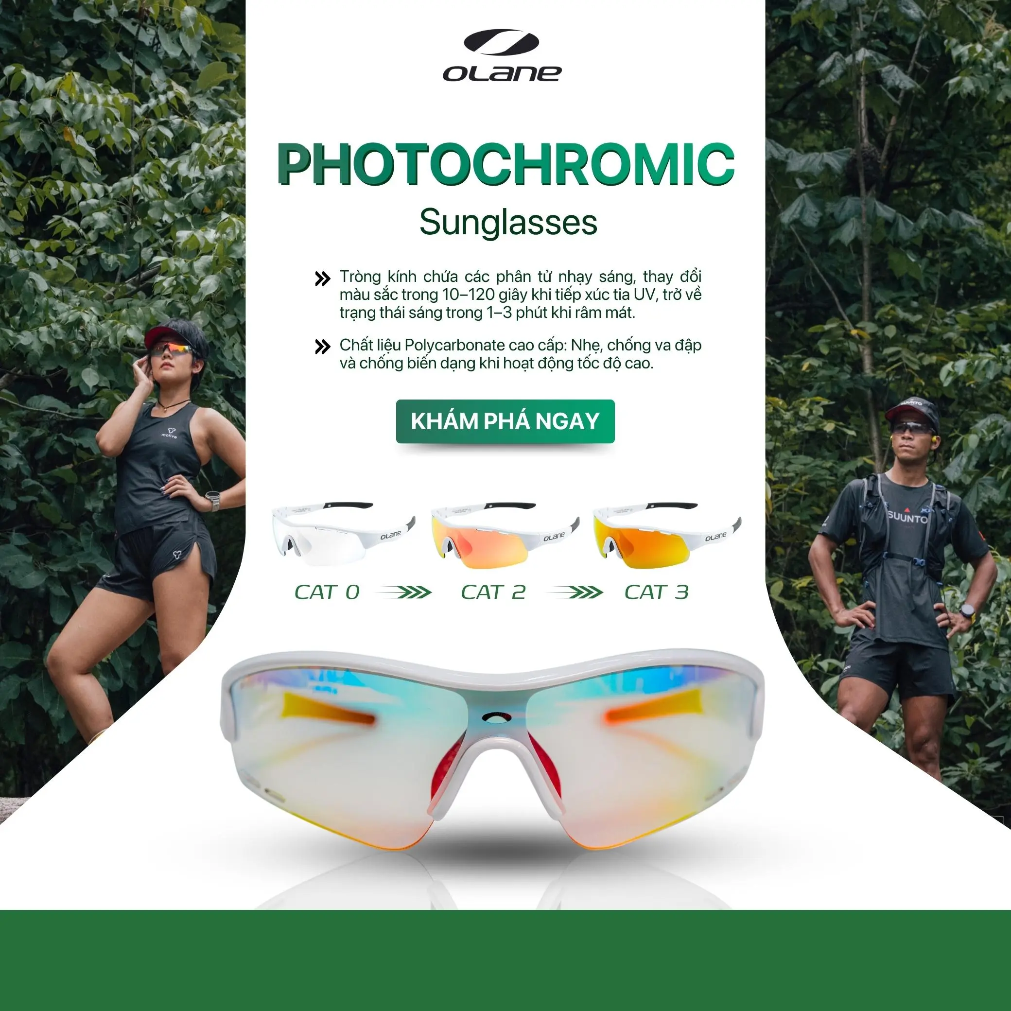 Kính Thể Thao Đổi Màu OLANE M1 Photochromic 44 Kính thể thao M1 đổi màu thông minh theo áng sáng