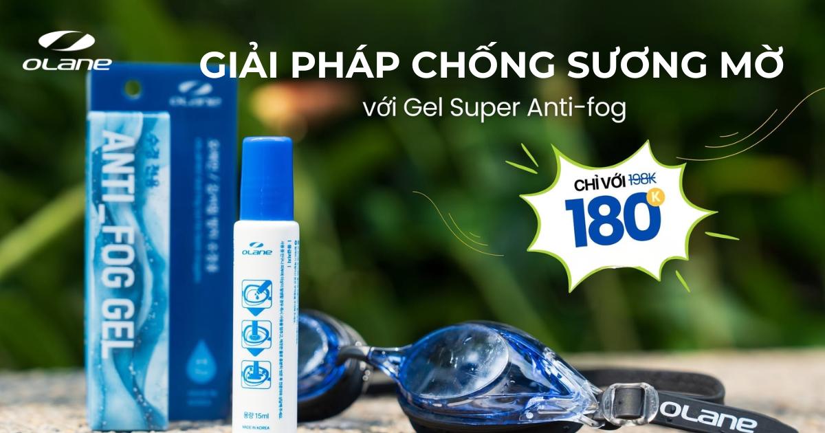 Bộ sản phẩm kính bơi chống sương mù và gel phục hồi chính hãng Olane