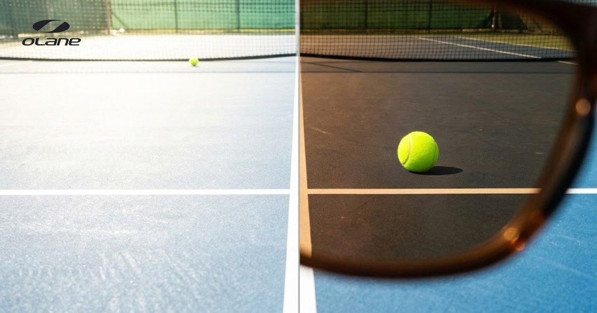 Kính Chơi Tennis Loại Nào Tốt? Tips Chọn Kính Chuẩn Xác 2026 3 So sánh tầm nhìn qua tròng kính chơi tennis tăng tương phản bắt bóng