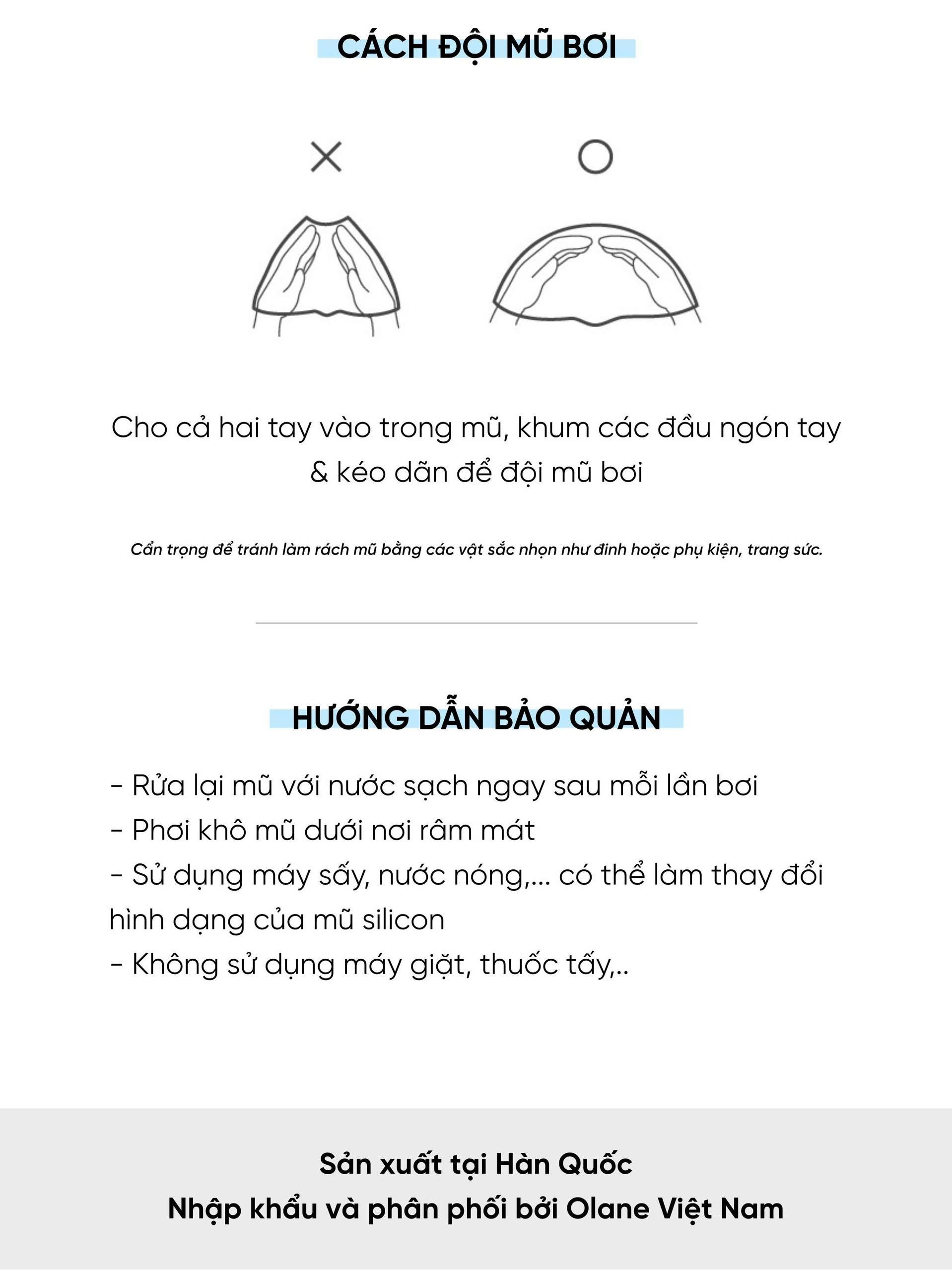 Hướng dẫn sử dụng nón bơi silicon Olane