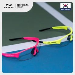 kính thể thao chơi Pickleball Indoor M1 CLear màu hồng và xanh
