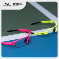 kính thể thao chơi Pickleball Indoor M1 CLear màu hồng và xanh
